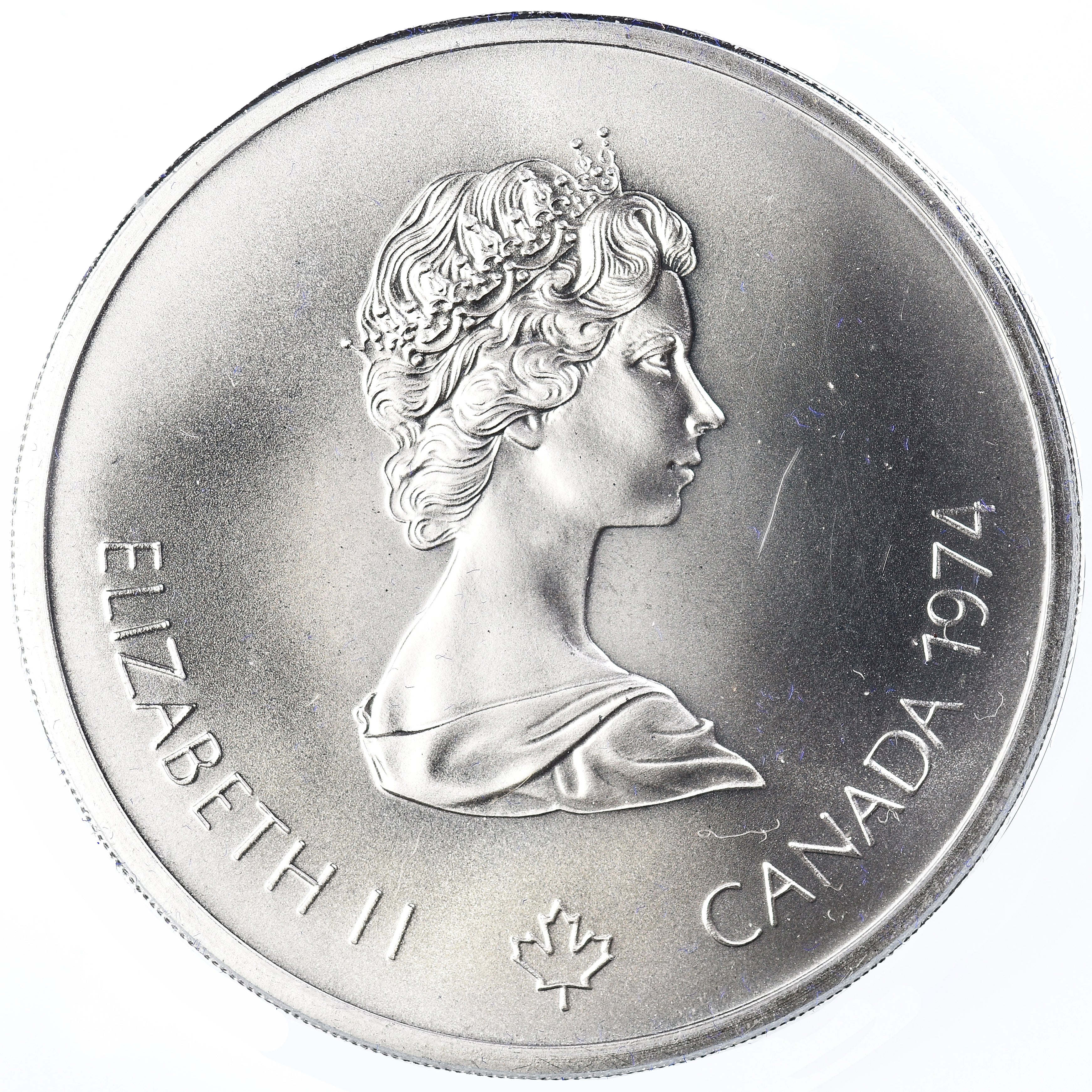 Coin, Canada, Elizabeth II, 1976 Olympics - Lacrosse, 10 Dollars, 1974, Royal