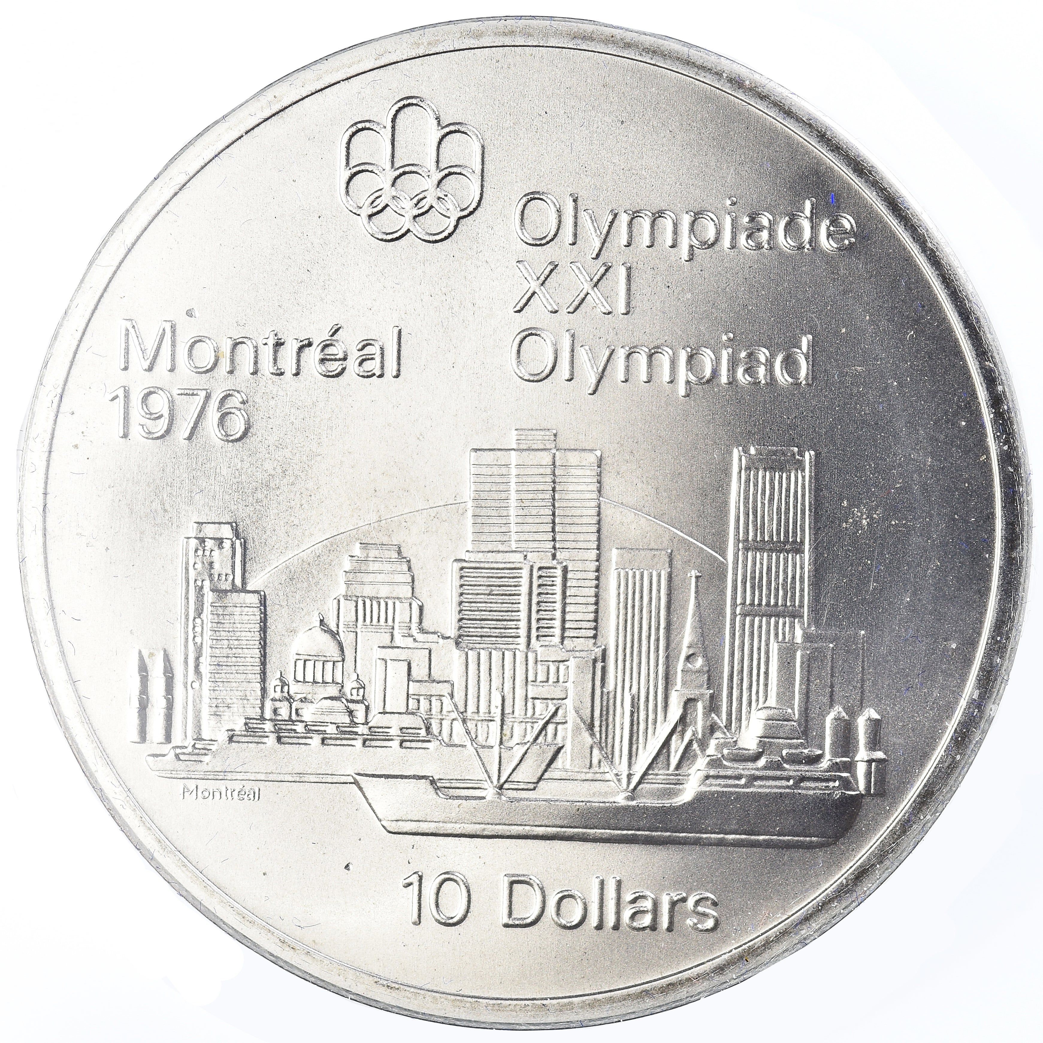 Monnaie, Canada, Elizabeth II, 1976 Olympics - Montreal Skyline, 10 Dollars