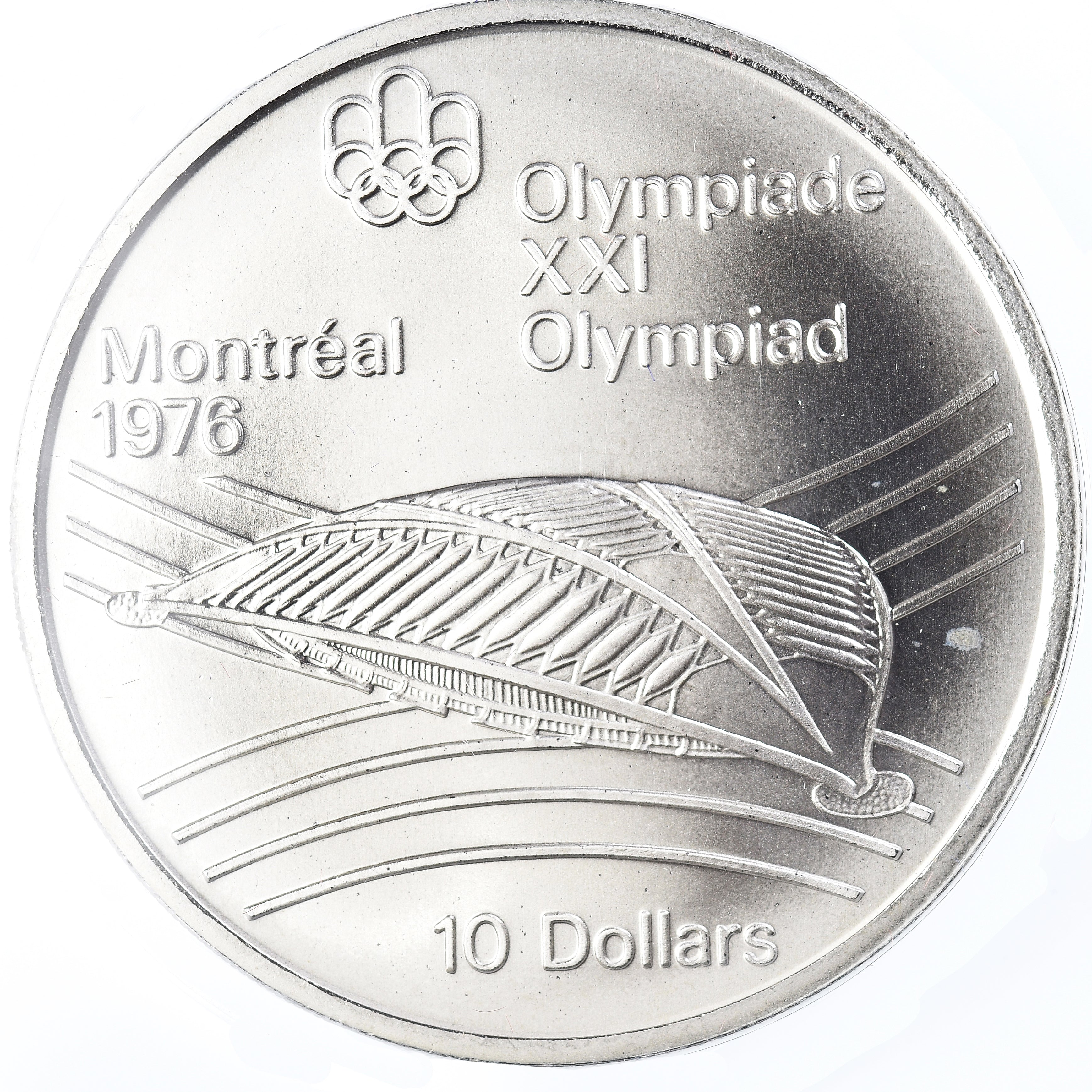 Coin, Canada, Elizabeth II, 1976 Olympics - Olympic Velodrome, 10 Dollars, 1976