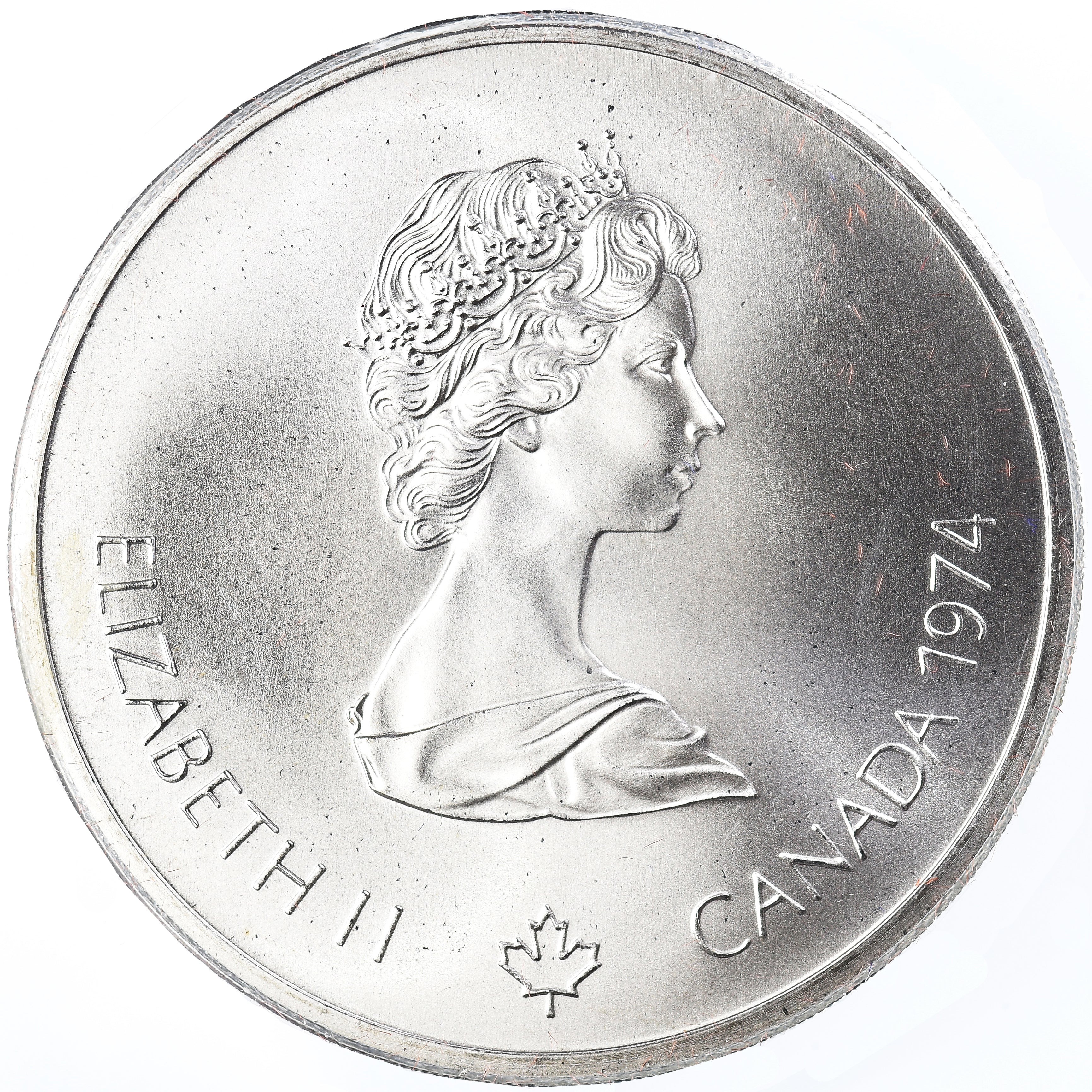 Munten, Canada, Elizabeth II, 1976 Olympics - Head of Zeus, 10 Dollars, 1974