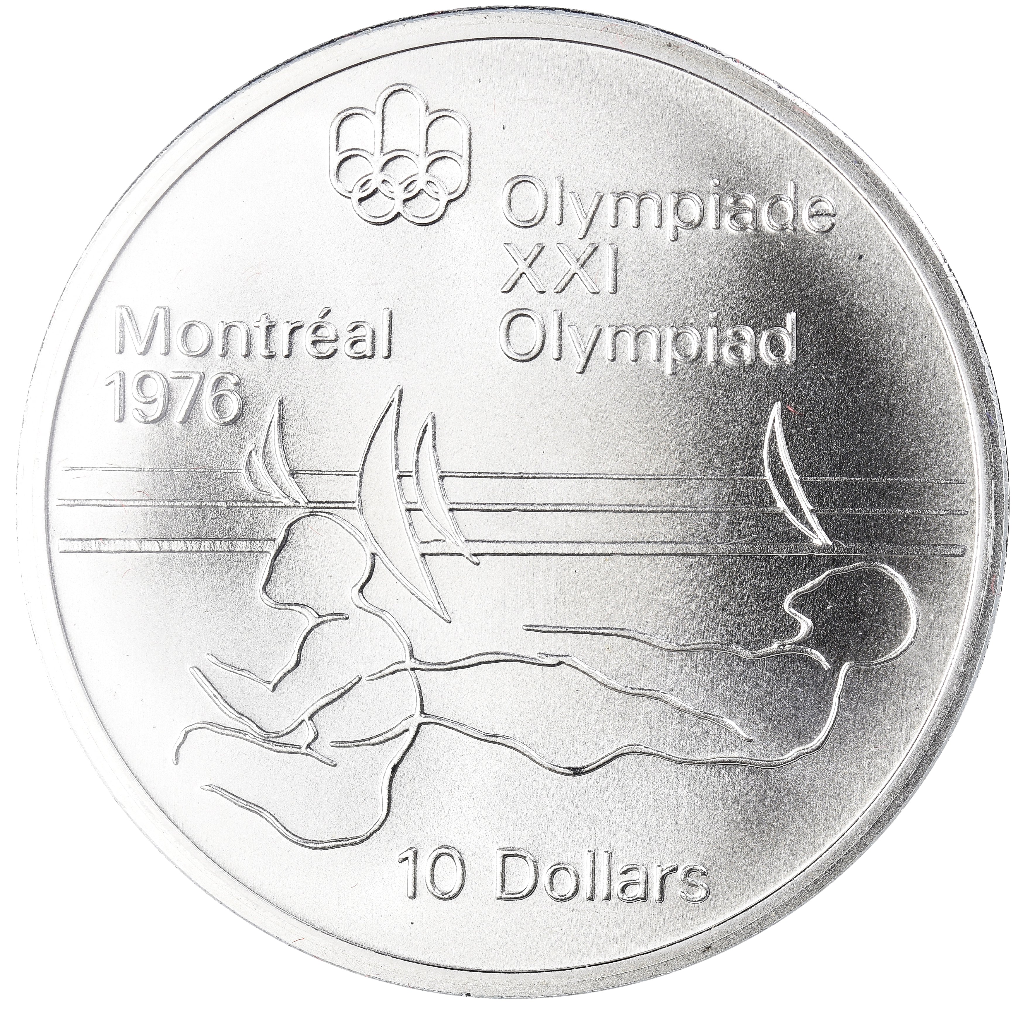 Coin, Canada, Elizabeth II, 1976 Olympics - Sailing, 10 Dollars, 1975, Royal