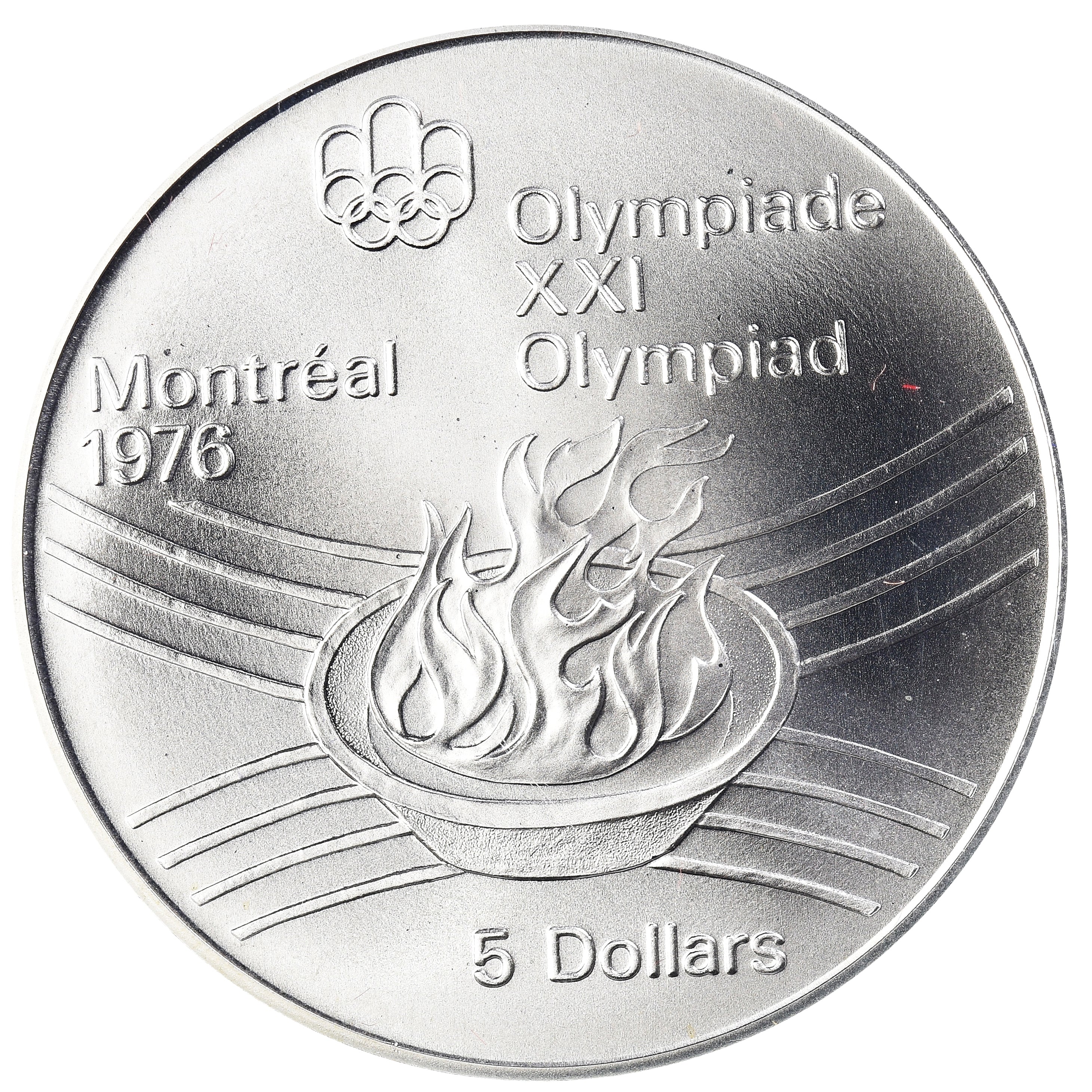 Coin, Canada, Elizabeth II, 1976 Olympics - Olympic Flame, 5 Dollars, 1976