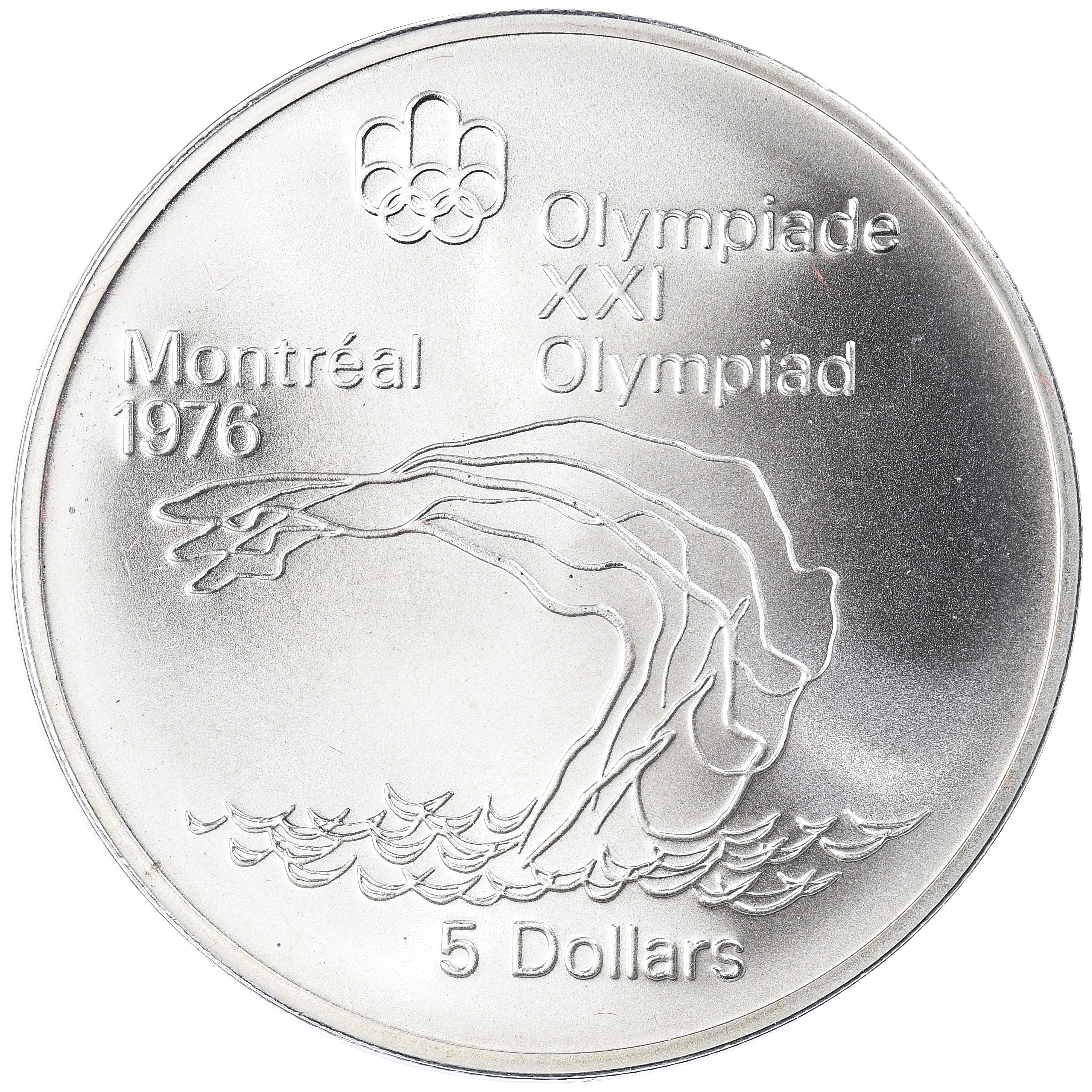 Coin, Canada, Elizabeth II, 1976 Olympics - Platform Diver, 5 Dollars, 1975
