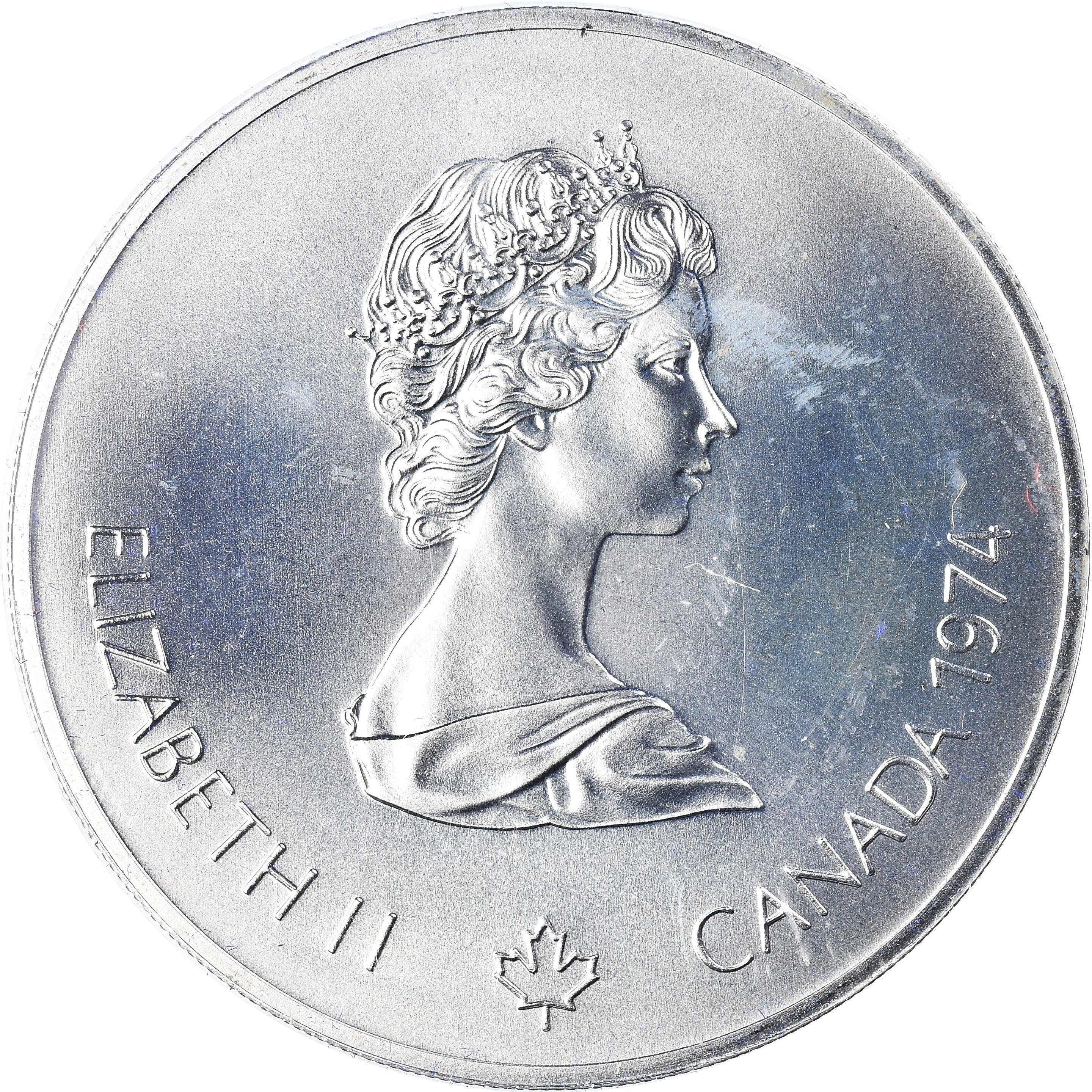 Coin, Canada, Elizabeth II, 1976 Olympics - Canoeing, 5 Dollars, 1974, Royal