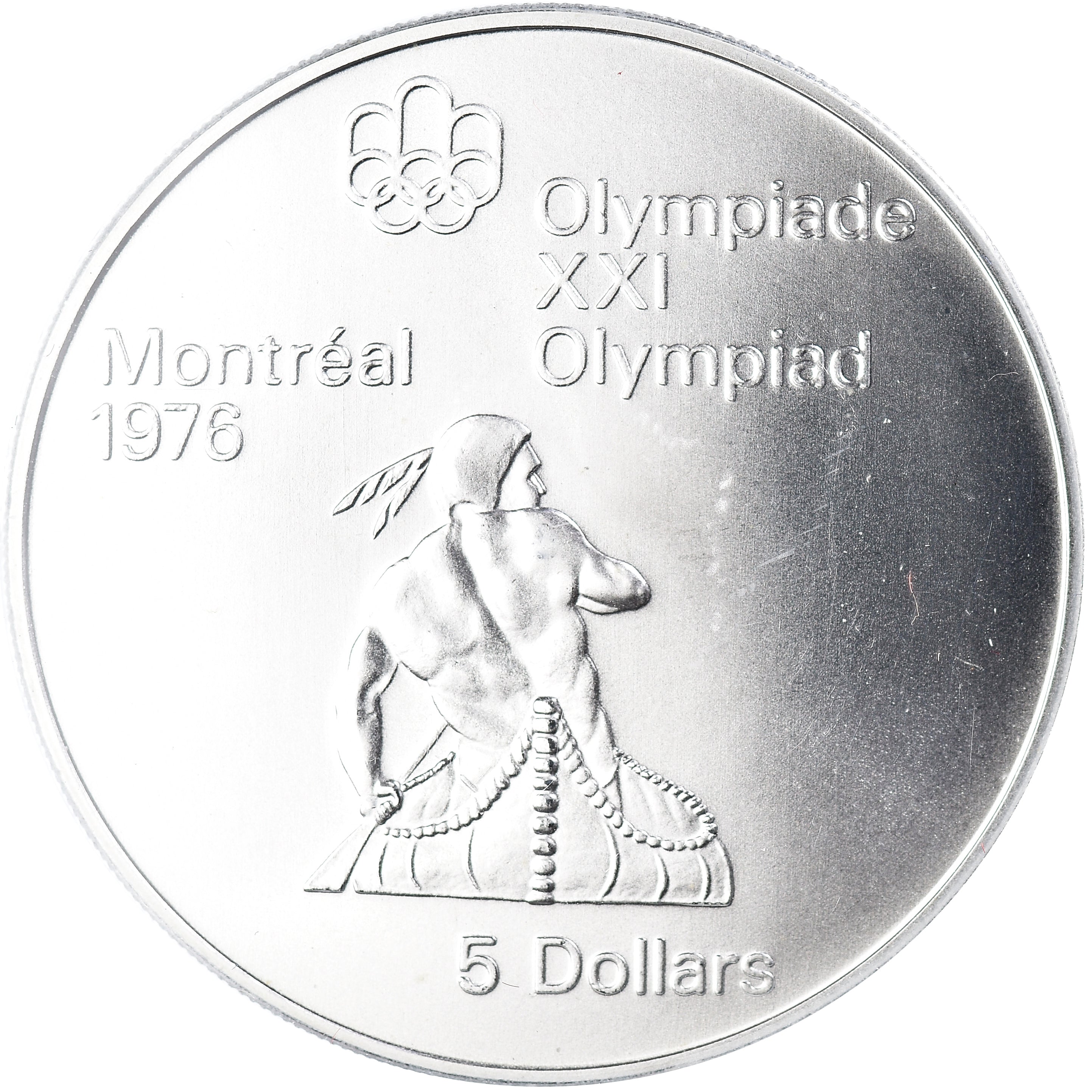 Coin, Canada, Elizabeth II, 1976 Olympics - Canoeing, 5 Dollars, 1974, Royal
