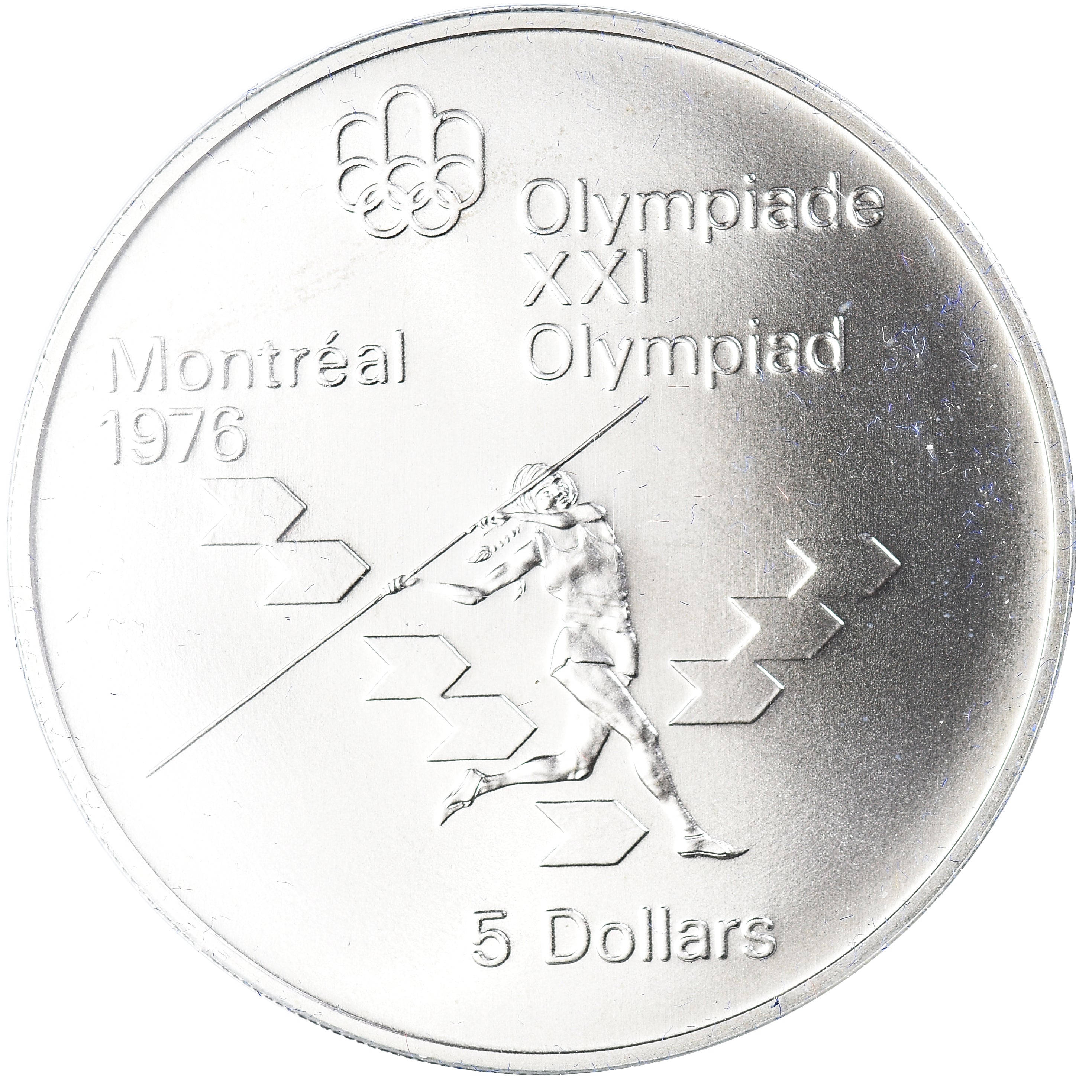 Coin, Canada, Elizabeth II, 1976 Olympics - Javelin, 5 Dollars, 1975, Royal