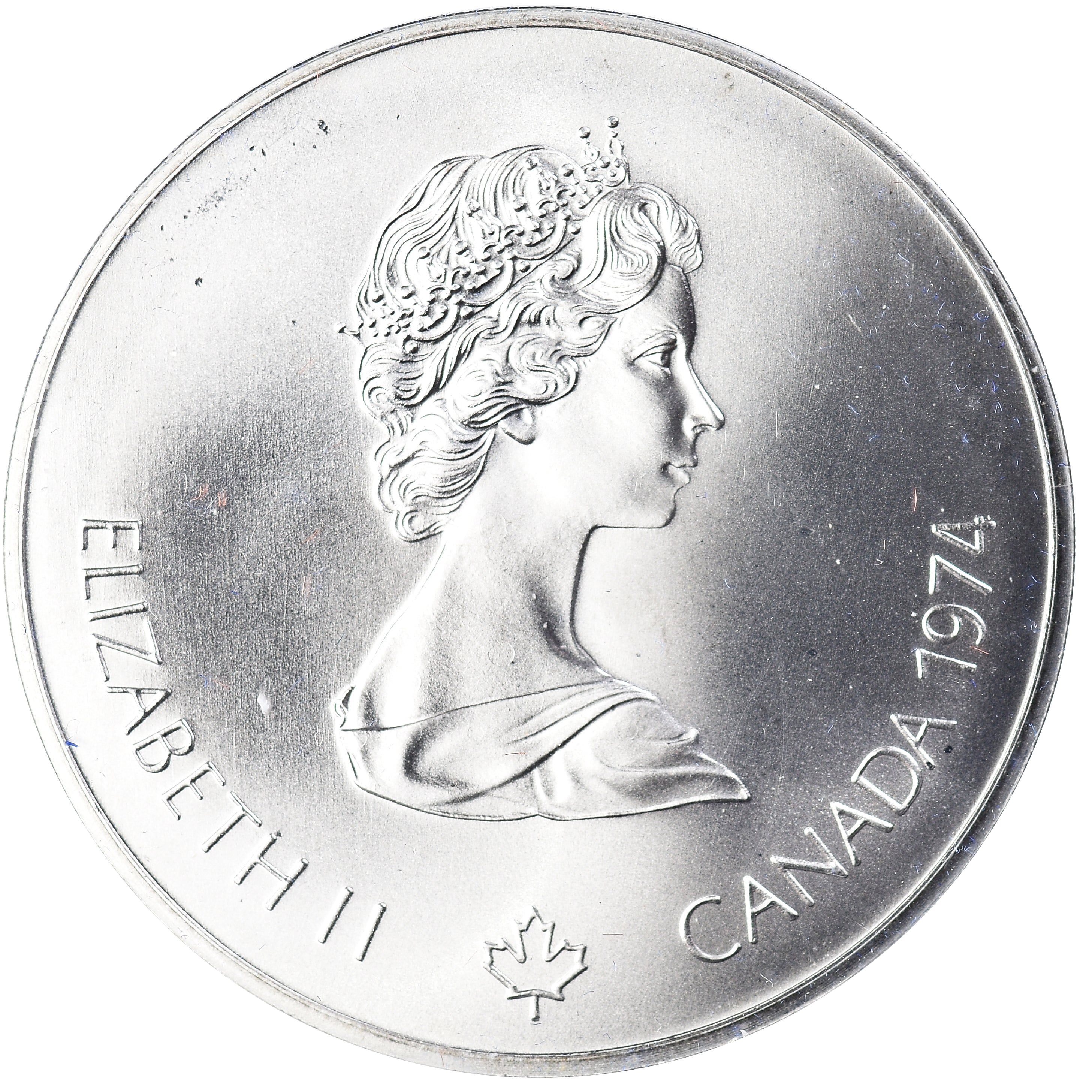 Coin, Canada, Elizabeth II, 1976 Olympics - Athlete with Torch, 5 Dollars, 1974
