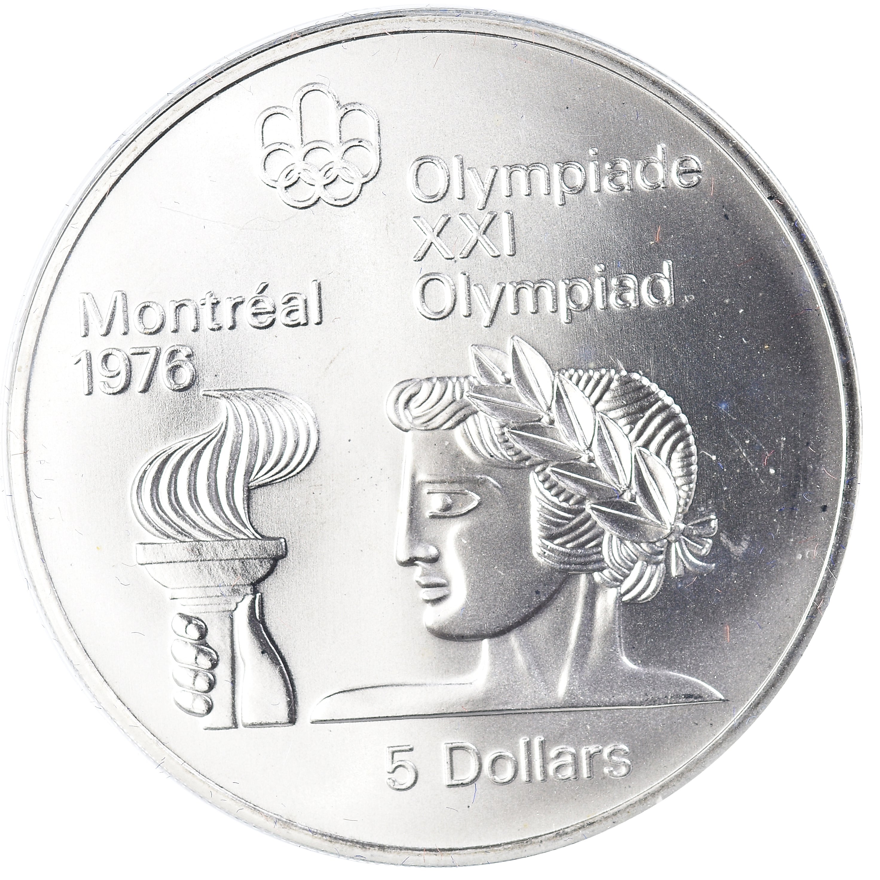 Coin, Canada, Elizabeth II, 1976 Olympics - Athlete with Torch, 5 Dollars, 1974