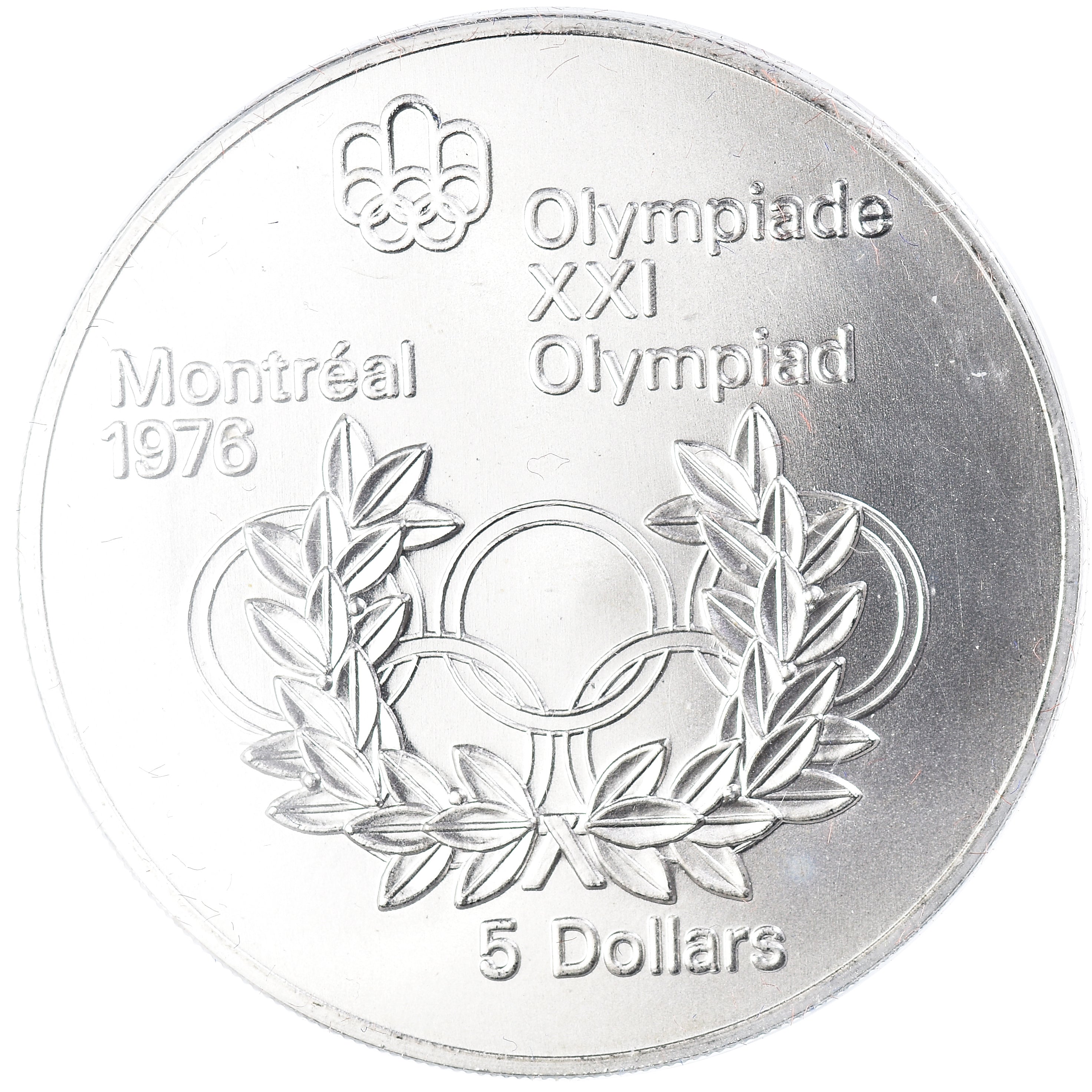 Munten, Canada, Elizabeth II, 1976 Olympics - Olympic Rings and Wreath, 5