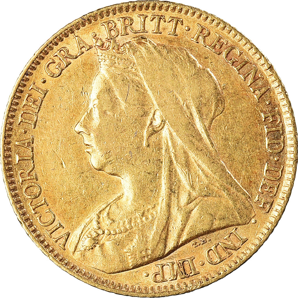 Monnaie, Grande-Bretagne, Victoria, 1/2 Sovereign, 1895, Londres, TTB, Or