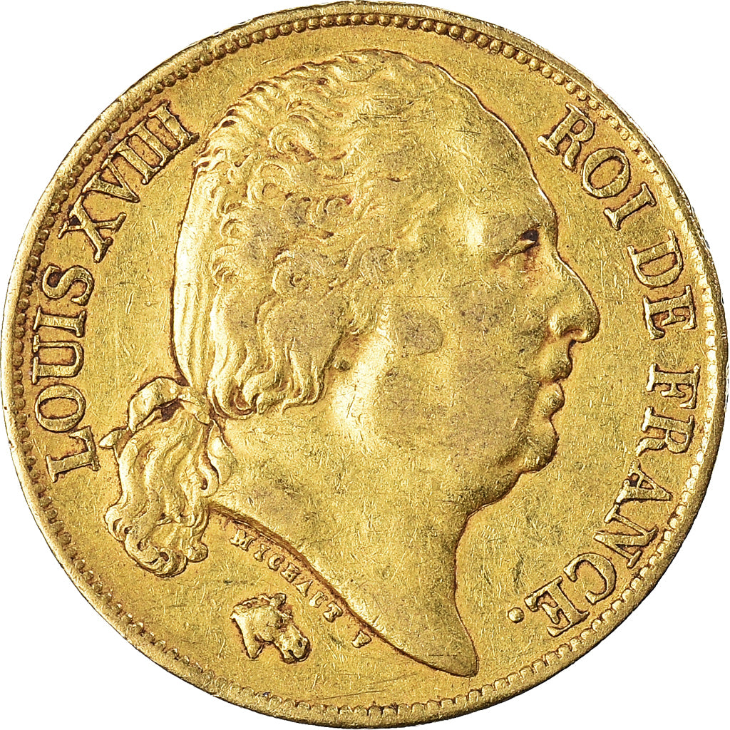Munten, Frankrijk, Louis XVIII, 20 Francs, 1817, Paris, ZF, Goud, KM:712.1