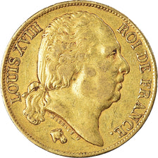 Munten, Frankrijk, Louis XVIII, 20 Francs, 1817, Paris, ZF, Goud, KM:712.1