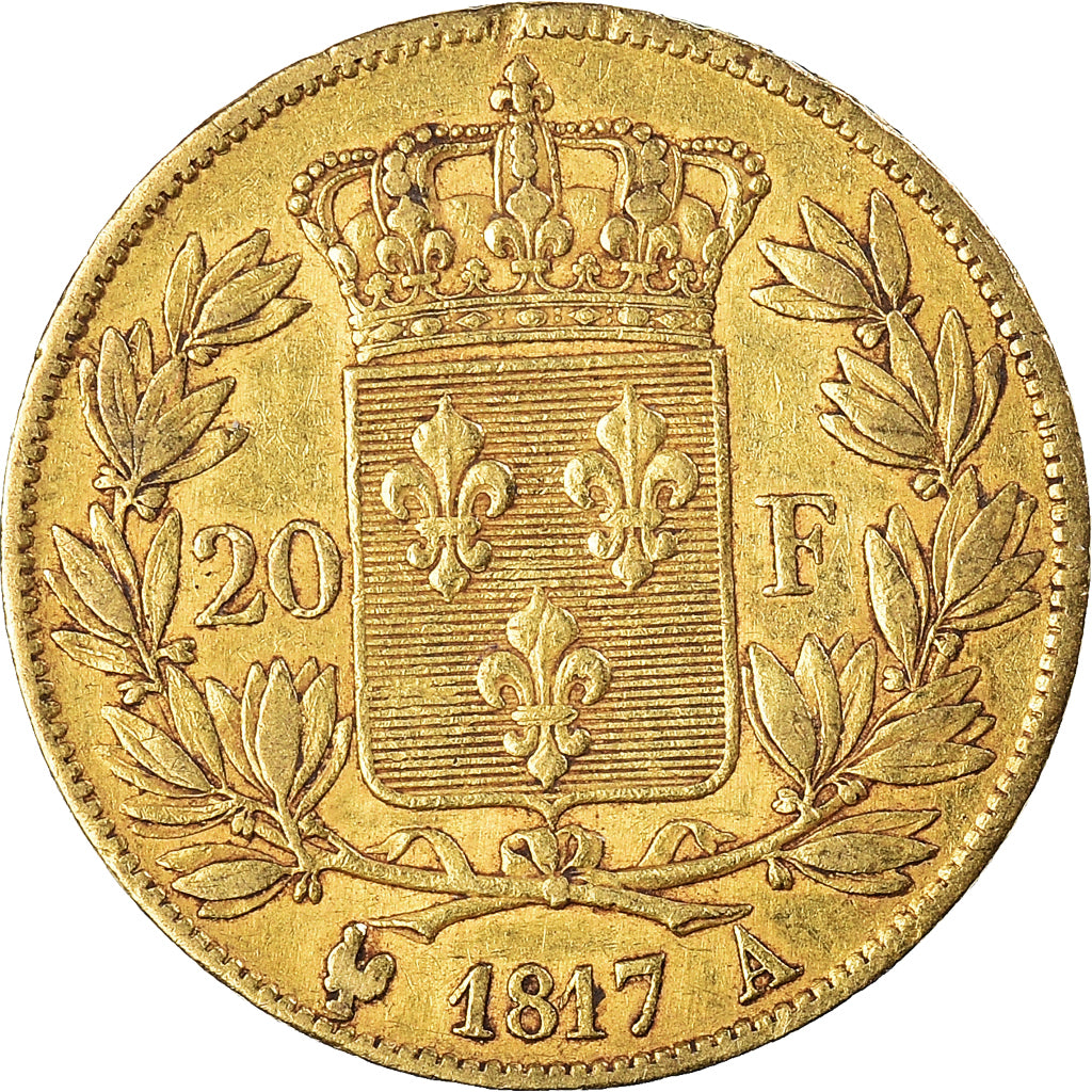 Munten, Frankrijk, Louis XVIII, 20 Francs, 1817, Paris, ZF, Goud, KM:712.1