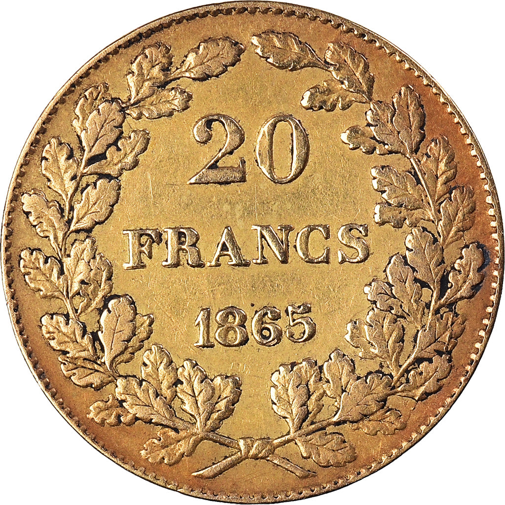 Coin, Belgium, Leopold I, 20 Francs, 20 Frank, 1865, EF(40-45), Gold, KM:23