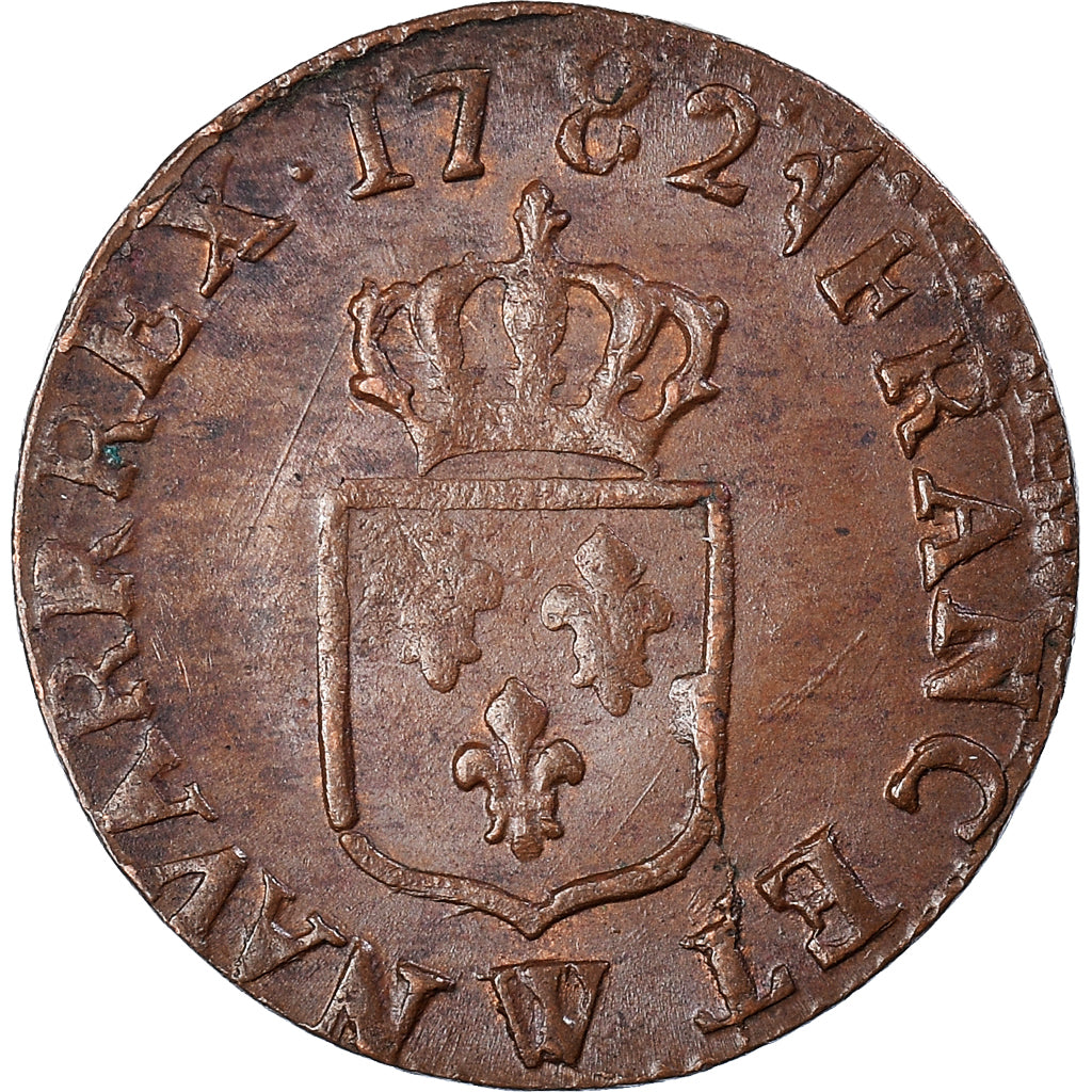 Moneta, Francja, Louis XVI, Liard, 1782, Lille, AU(50-53), Miedź, KM:585.14