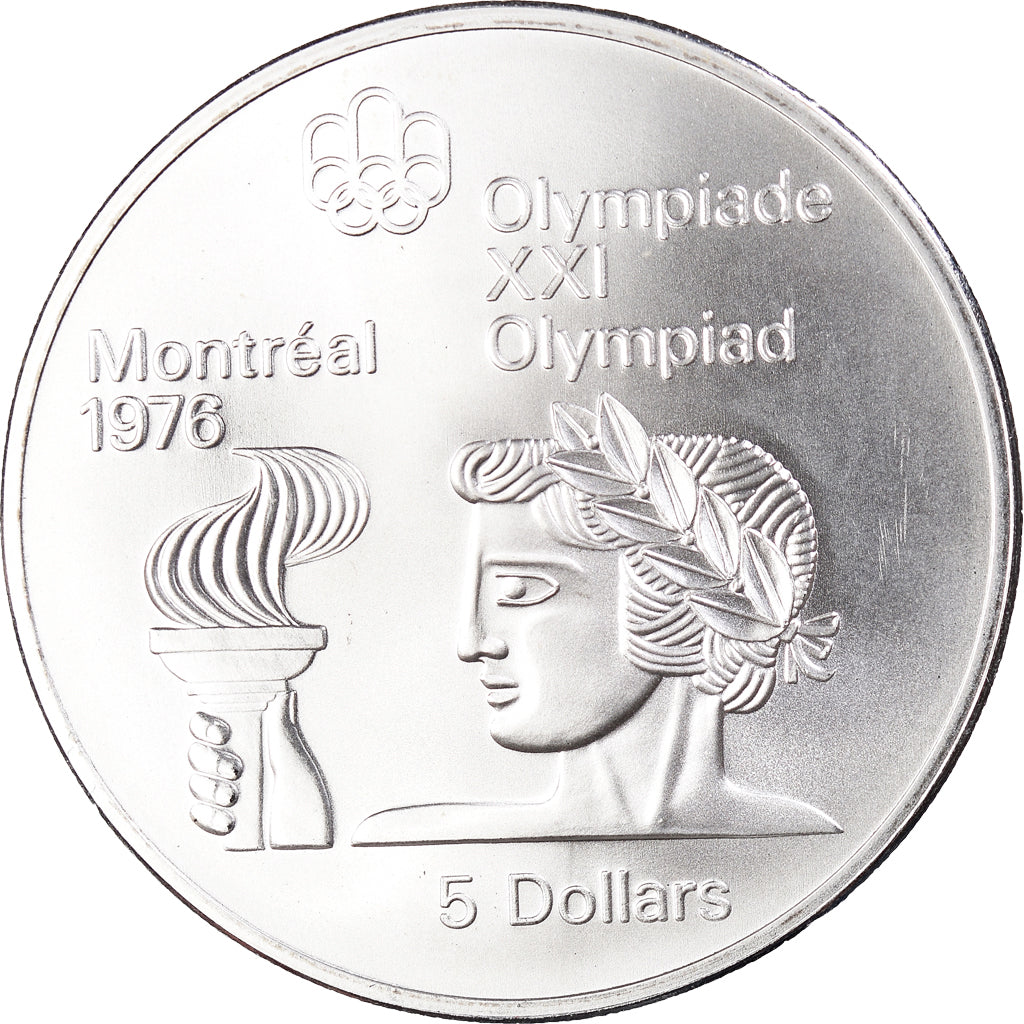 Monnaie, Canada, Elizabeth II, 1976 Olympics - Athlete with Torch, 5 Dollars