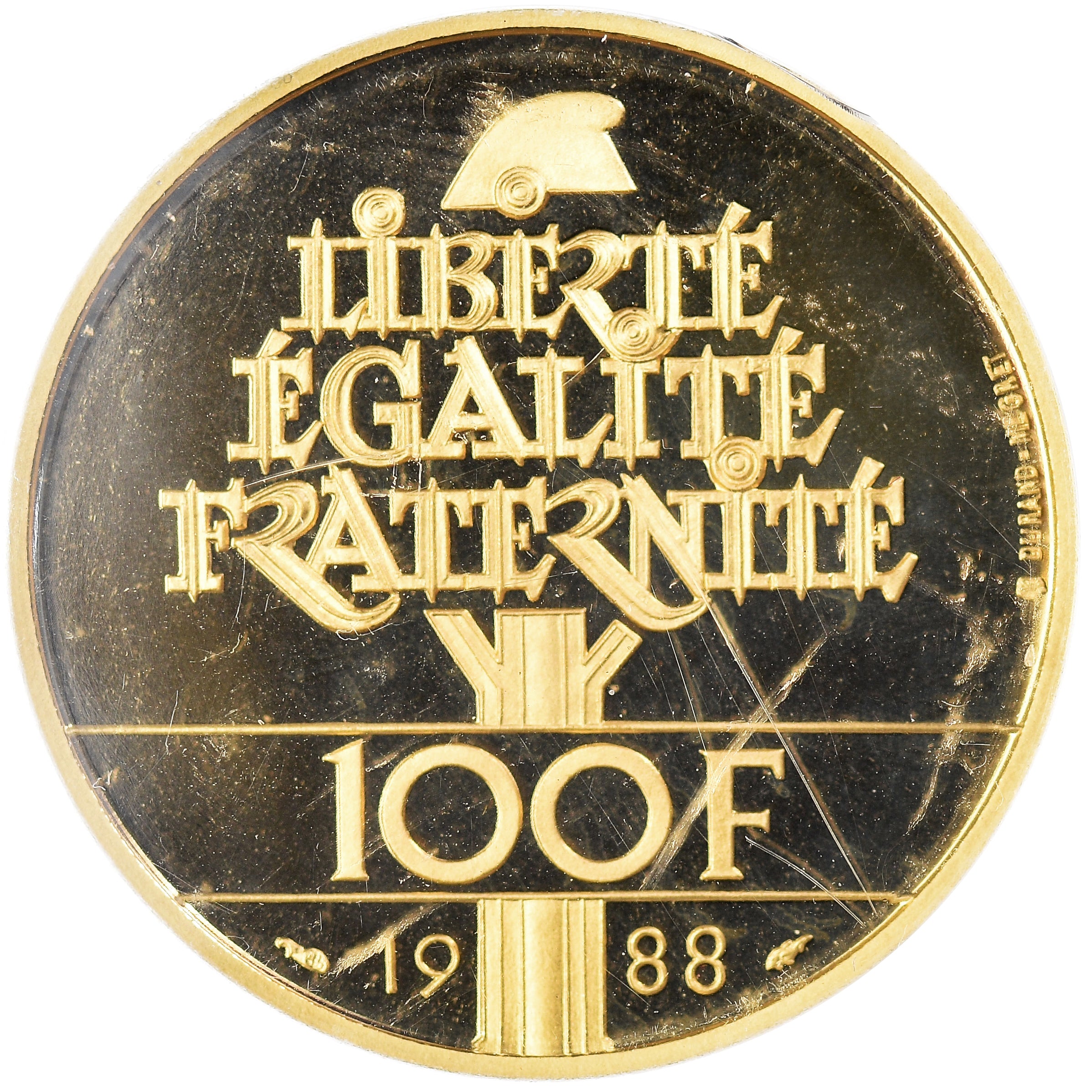 Coin, France, Fraternité, 100 Francs, 1988, Proof, MS(65-70), Gold, KM:966b