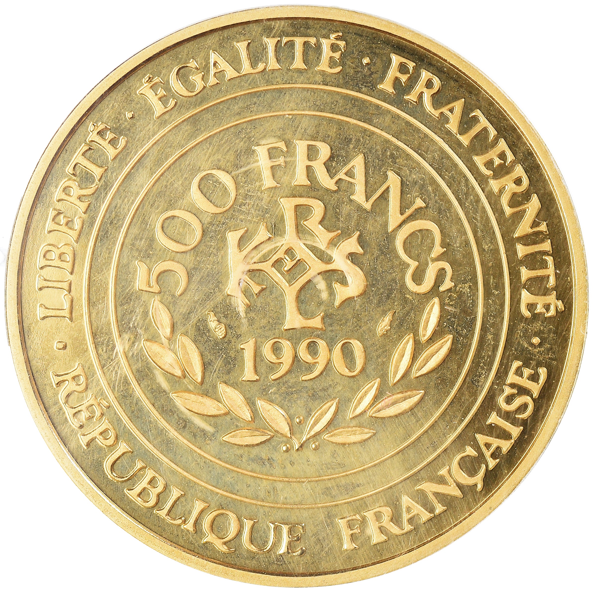 Coin, France, Charlemagne, 500 Francs-70 Ecus, 1990, Proof, MS(65-70), Gold