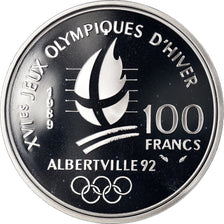Moneta, Francia, 1992 Olympics, Albertville, Alpine Skiing, 100 Francs, 1989