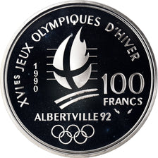 Moneta, Francia, 1992 Olympics, Albertville, Speed Skating, 100 Francs, 1990