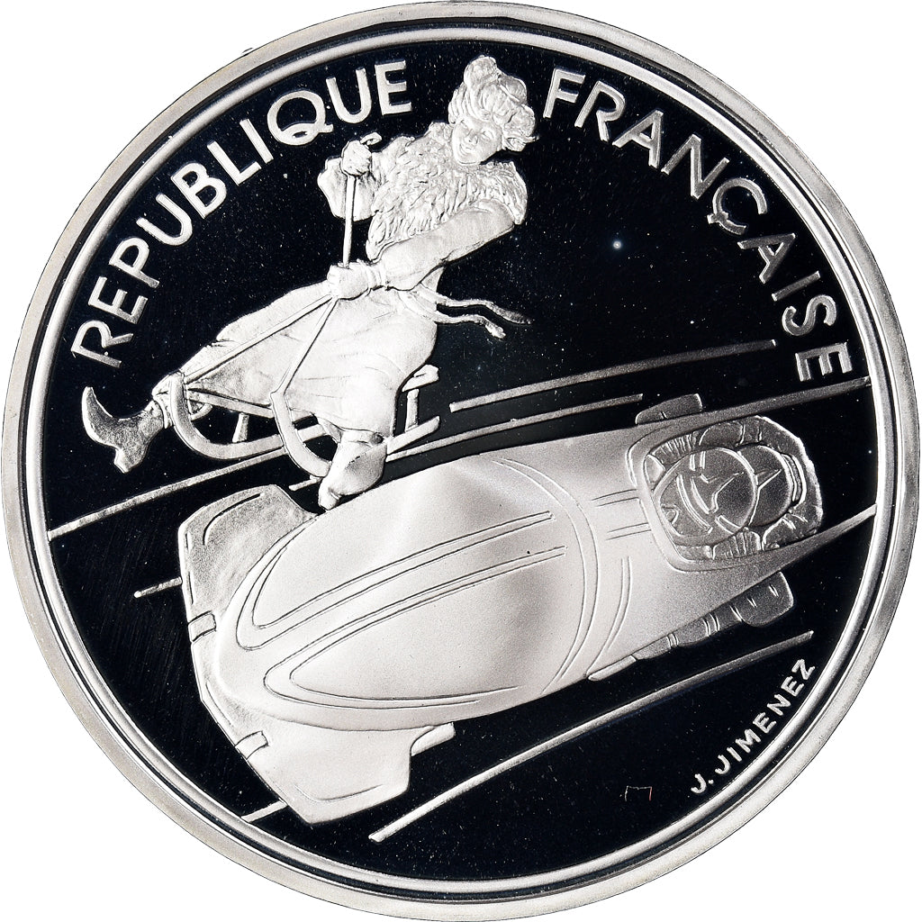 Coin, France, 1992 Olympics, Albertville, Speed Skating, 100 Francs, 1990