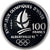 Coin, France, 1992 Olympics, Albertville, Ski Jumping, 100 Francs, 1991, Paris
