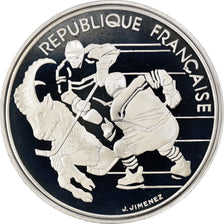 Moeda, França, 1992 Olympics, Albertville, Hockey, 100 Francs, 1991, Paris