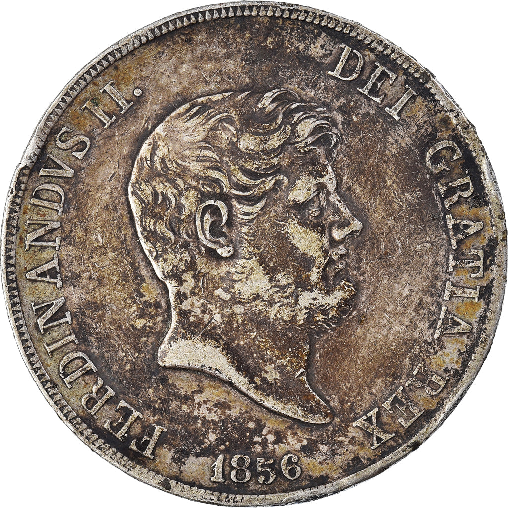 Coin, ITALIAN STATES, NAPLES, Ferdinando II, 120 Grana, 1856, EF(40-45), Silver