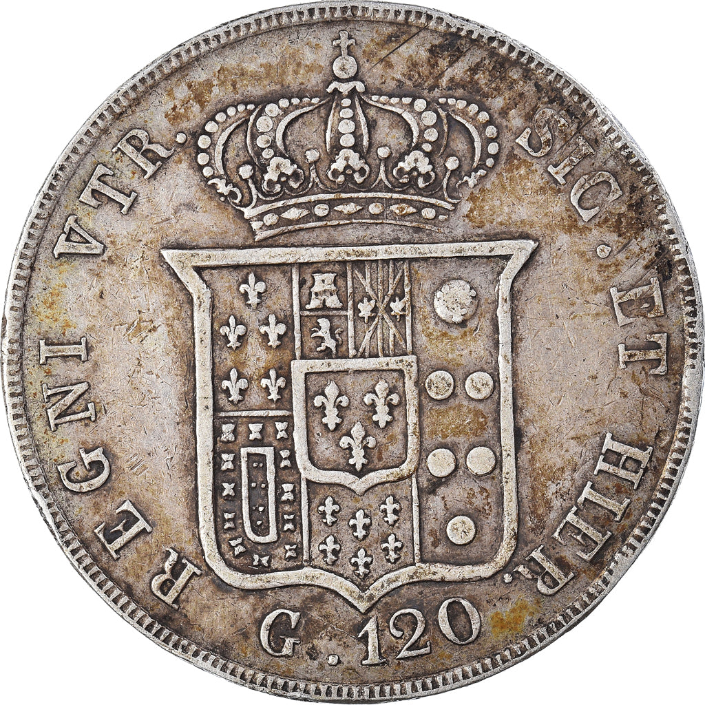Coin, ITALIAN STATES, NAPLES, Ferdinando II, 120 Grana, 1856, EF(40-45), Silver