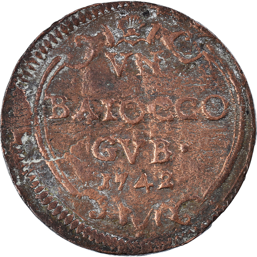 Coin, ITALIAN STATES, PAPAL STATES-GUBBIO, Benedict XIV, Baiocco, 1742