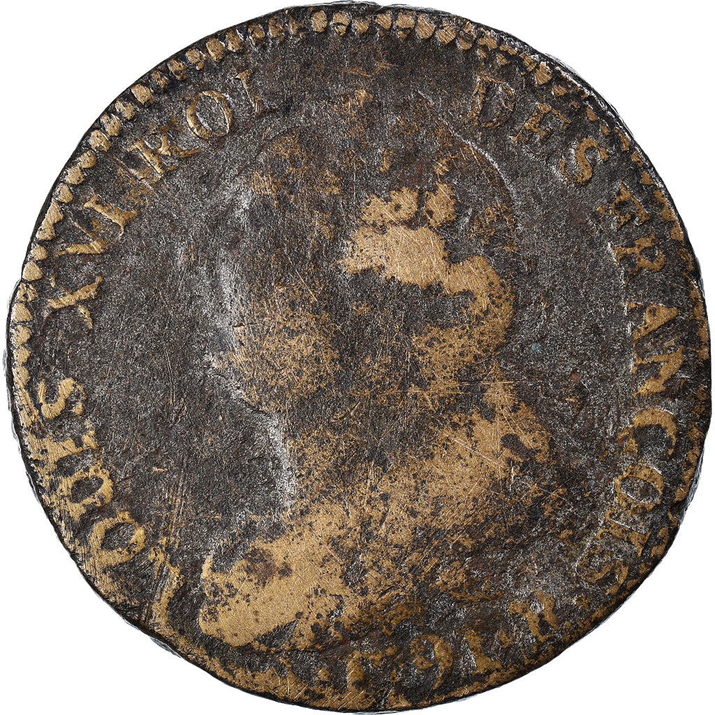 Coin, France, Louis XVI, 2 Sols, 1791, Orléans, VF(20-25), Métal de cloche