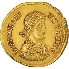 Coin, Honorius, Solidus, AD 394-395, Milan, AU(55-58), Gold, RIC:35c