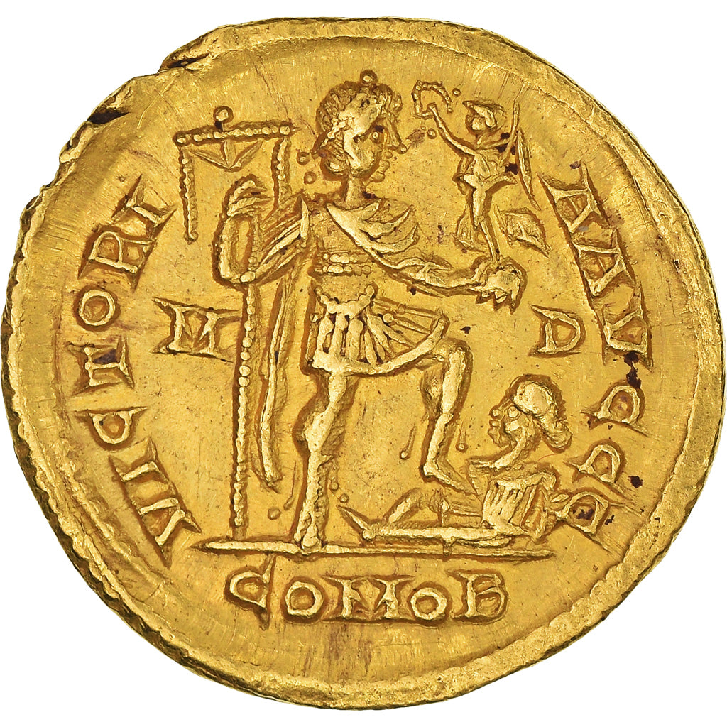 Coin, Honorius, Solidus, AD 394-395, Milan, AU(55-58), Gold, RIC:35c