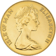Moeda, Ilha de Man, Elizabeth II, Sovereign, Pound, 1977, MS(65-70), Dourado
