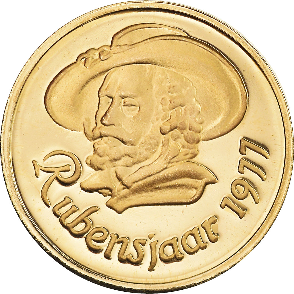 Belgique, Médaille, Rubens, 400ème Anniversaire de sa naissance, 1977, FDC, Or