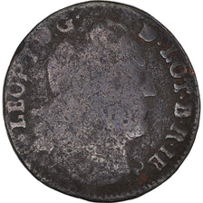 Moeda, França, LORRAINE, Leopold I, Liard, 1728, Nancy, F(12-15), Cobre