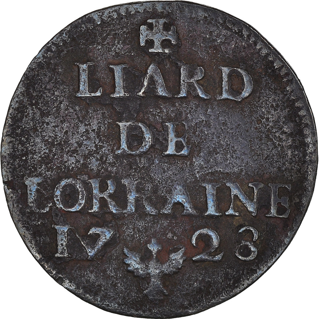 Moneta, Francja, LORRAINE, Leopold I, Liard, 1728, Nancy, F(12-15), Miedź