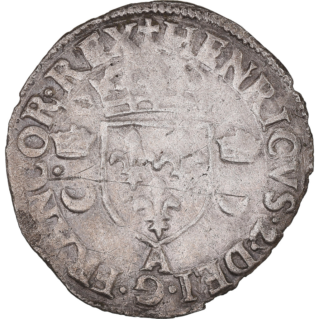 Monnaie, France, Henri II, Douzain aux croissants, 1553, Paris, TB+, Billon