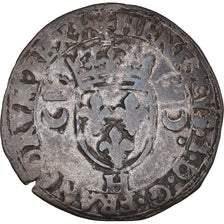 Coin, France, Henri II, Douzain aux croissants, 1552, La Rochelle, VF(30-35)