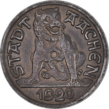 Moneta, Germania, Stadt Aachen, 10 Pfennig, 1920, BB, Ferro