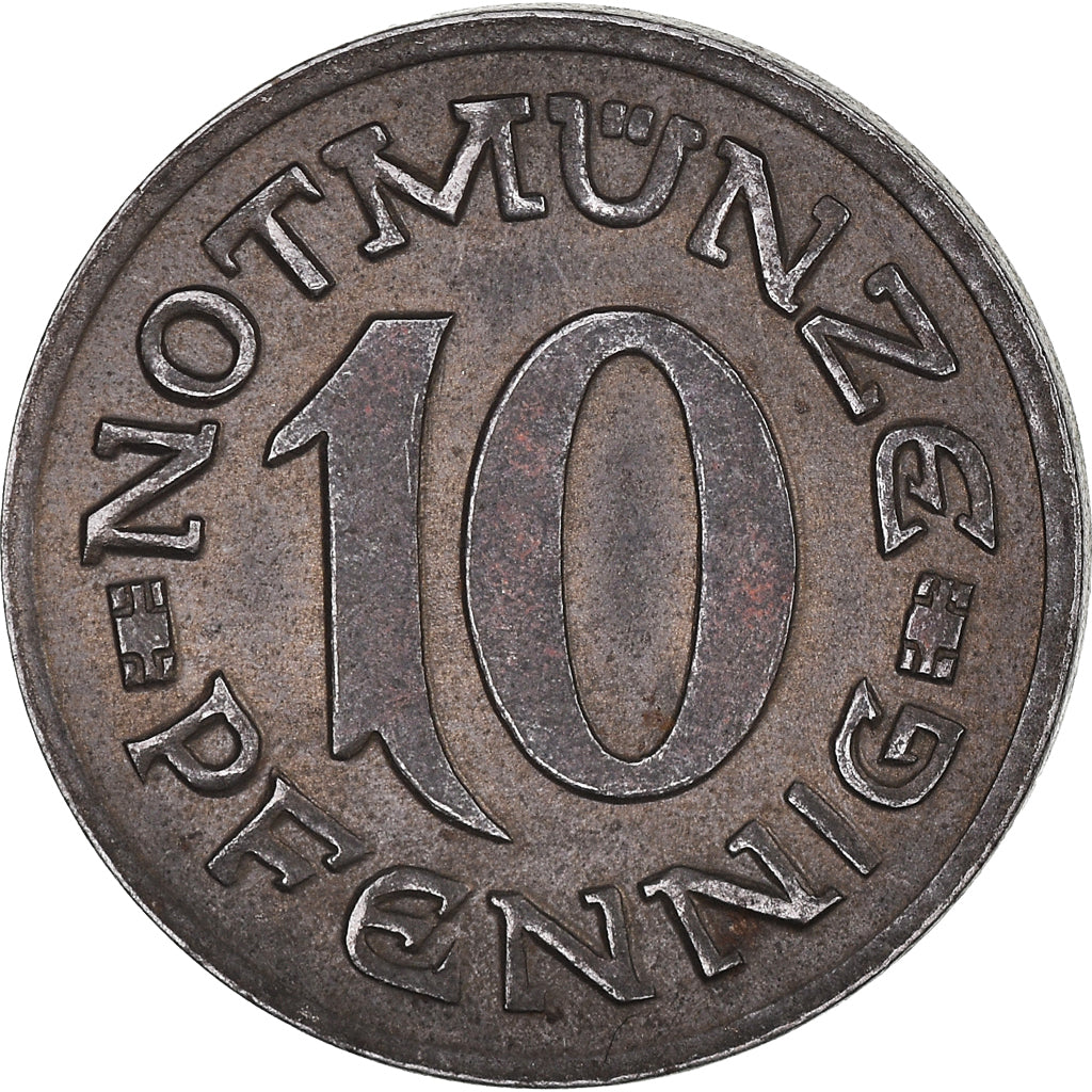 Coin, Germany, Stadt Aachen, 10 Pfennig, 1920, EF(40-45), Iron
