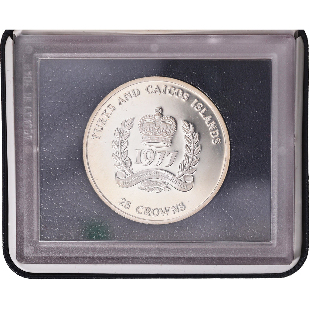 Coin, TURKS & CAICOS ISLANDS, Elizabeth II, 25 Crowns, 1977, Proof, MS(65-70)
