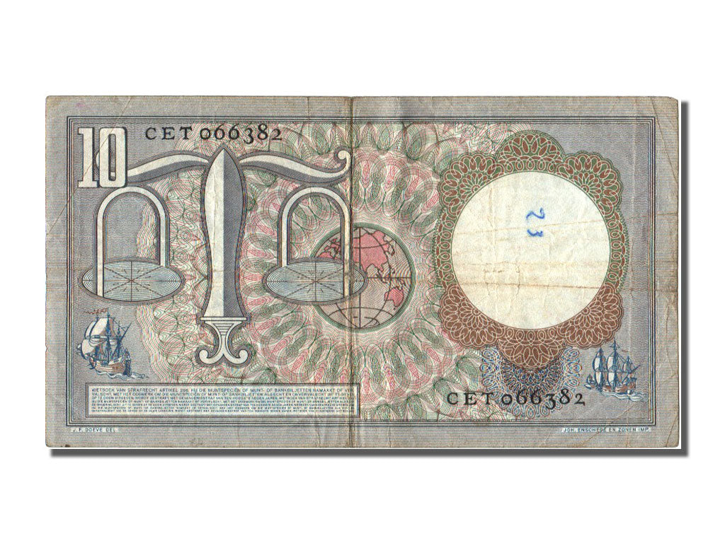 Netherlands, 10 Gulden, 1953, KM #85, 1953-03-23, VF(30-35), CET