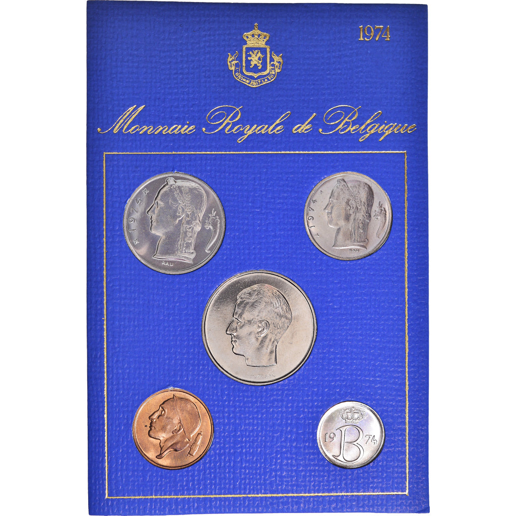 Coin, Belgium, Baudouin I, Set, 1974, BU - French legend, MS(65-70)