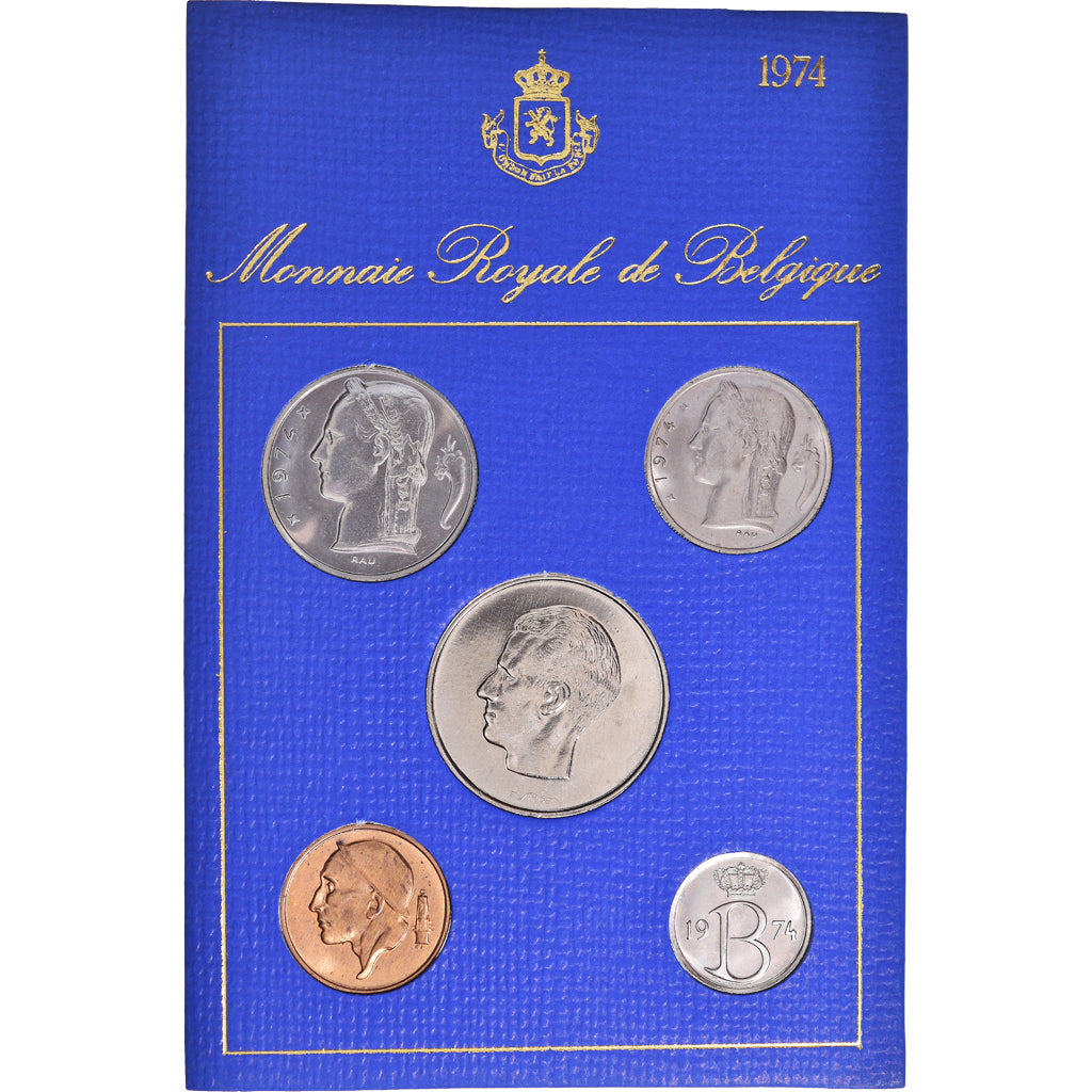 Coin, Belgium, Baudouin I, Set, 1974, BU - French legend, MS(65-70)