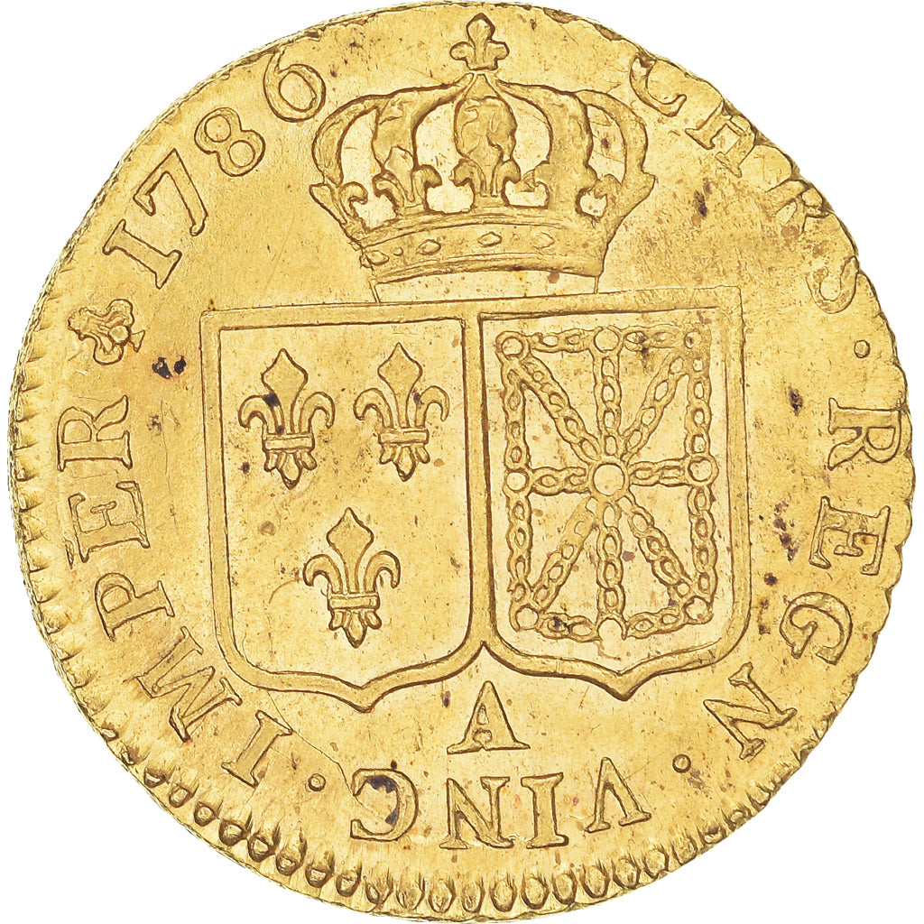 Moeda, França, Louis XVI, Louis d'or à la tête nue, 1786, Paris, MS(60-62)