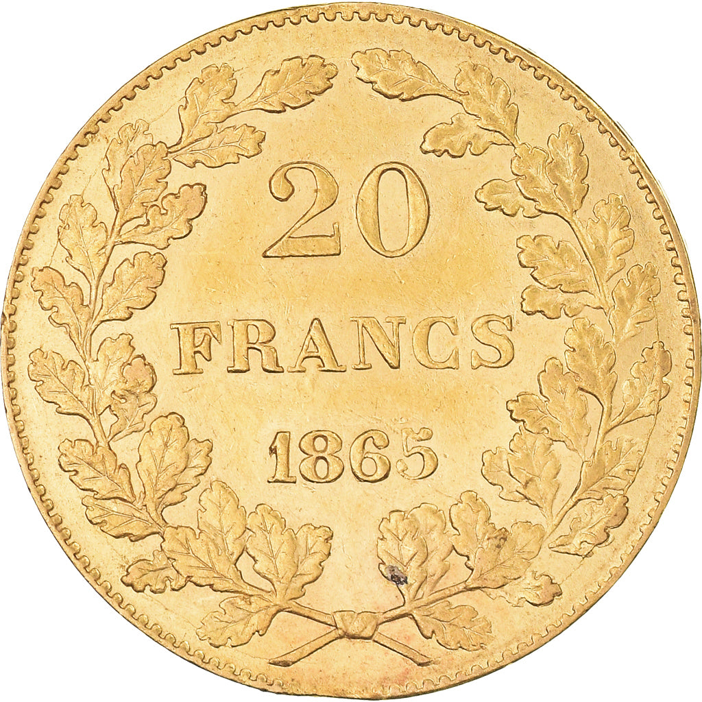 Coin, Belgium, Leopold I, 20 Francs, 1865, EF(40-45), Gold, KM:23