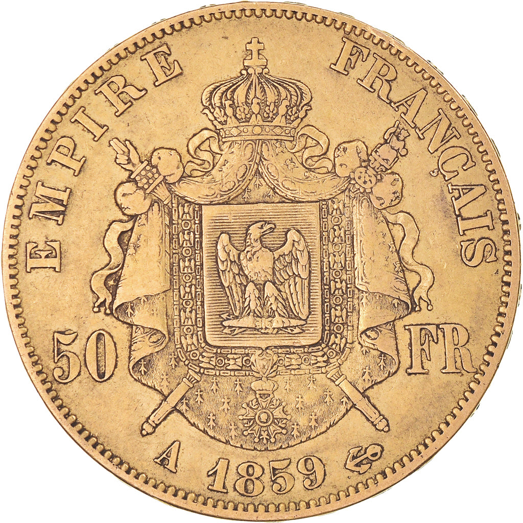 Munten, Frankrijk, Napoleon III, 50 Francs, 1859, Paris, FR+, Goud, KM:785.1