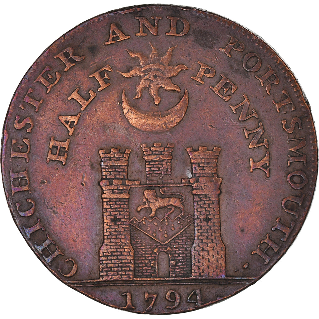 Moneta, Gran Bretagna, Hampshire, Halfpenny Token, 1794, Portsmouth, BB, Rame