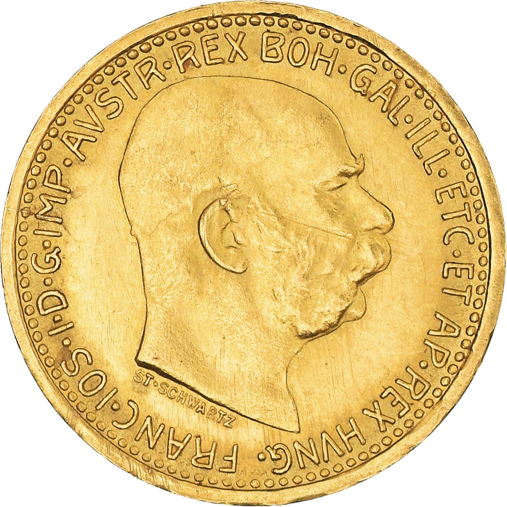 Moneda, Austria, Franz Joseph I, 10 Corona, 1912, Official restrike, EBC+, Oro